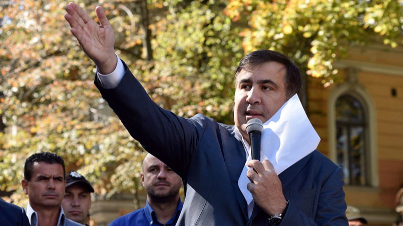 Бывший президент Грузии, экс-губернатор Одесской области Михаил Саакашвили во время выступления в Киеве / Фото: life.ru
