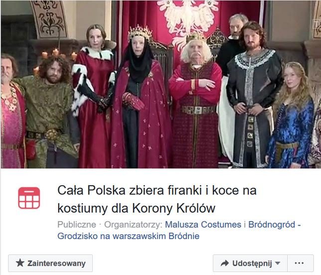 Вся Польша собирает шторы и одеяла на костюмы для «Короны королей» / Источник: Facebook