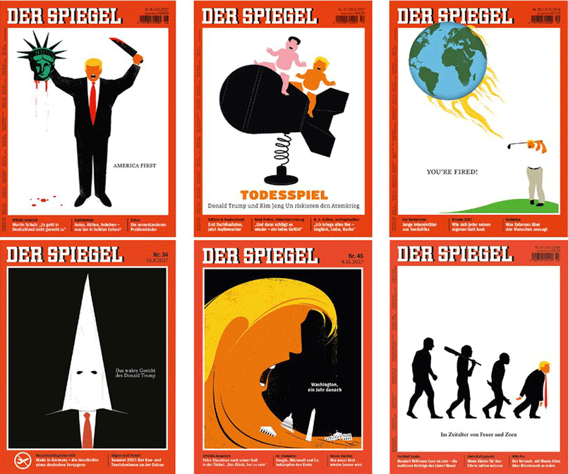 Обложки с Дональдом Трампом в Spiegel / Фото: D&AD
