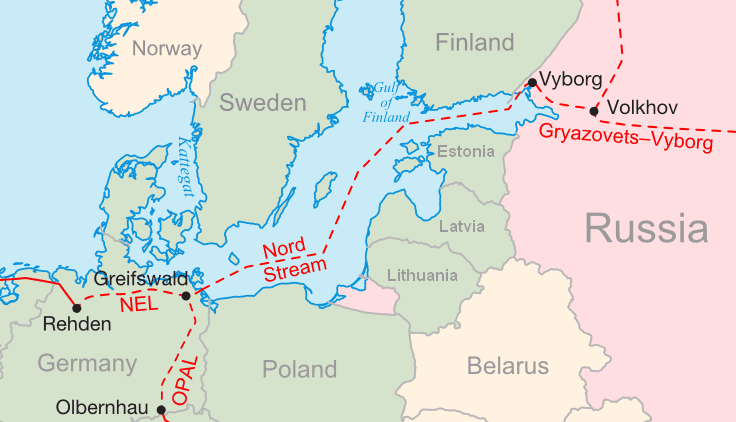 Два продолжения газопровода «Северный поток — 1» Nel и OPAL / Фото: wikimedia.org
