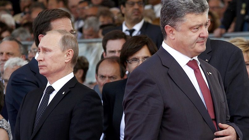 Президенты России и Украины В. Путин и П. Порошенко / Фото: fttc.com