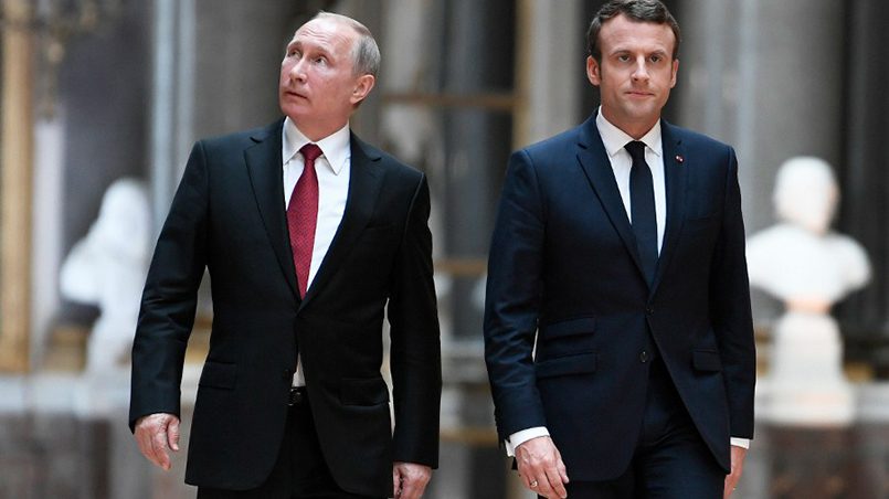 Президент России Владимир Путин и президент Франции Эммануэль Макрон / Фото: m24.ru