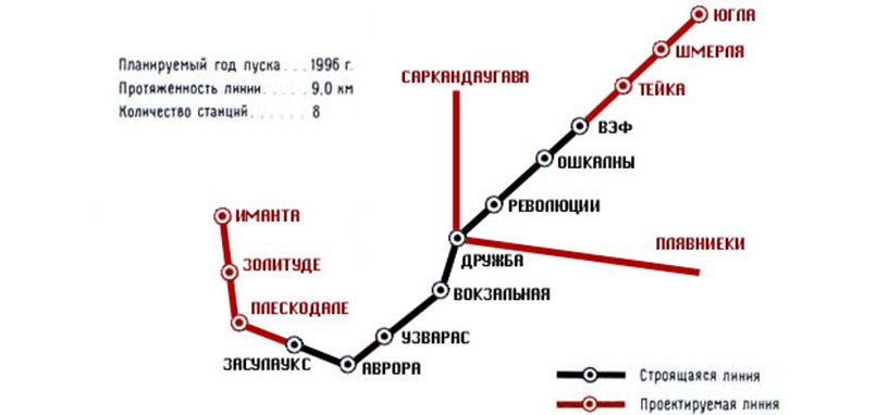 Схема Рижского метрополитена со станциями