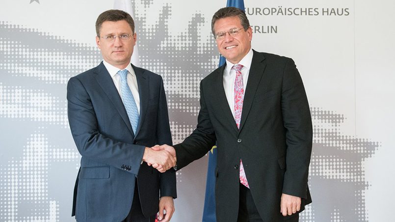 Министр энергетики РФ Александр Новак и комиссар по энергетике ЕС Марош Шефчович