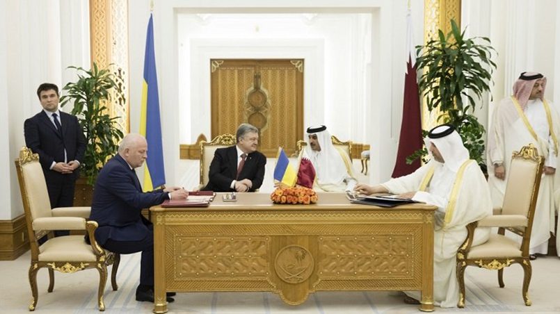 В Дохе 20 марта 2018 года во время переговоров Президента Украины Петра Порошенко и Эмира Катара шейха Тамима бин Хамада Аль Тани было подписано несколько соглашений о сотрудничестве в областях экономики, торговли и инвестиций / Источник: sng.today