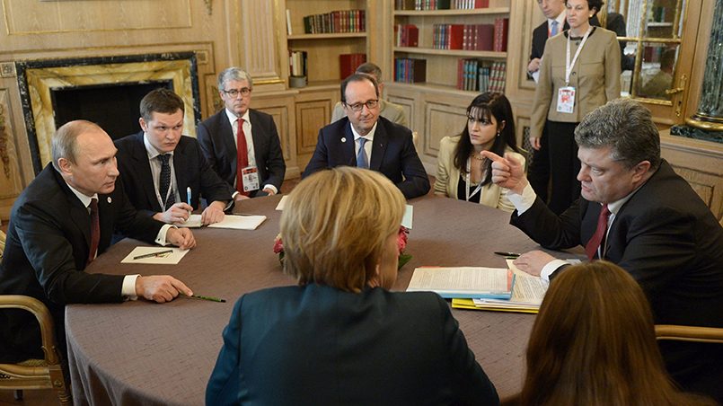 Встреча глав России, Франции, Германии и Украины в Минске 17 октября 2014 года /Фото: РИА Новости Украина