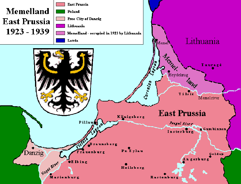 Мемельланд, переданный в состав Литвы после 1923 года.