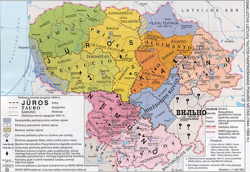 Карта зон ответственности групп партизан из литовского учебника / Фото: guns.allzip.org