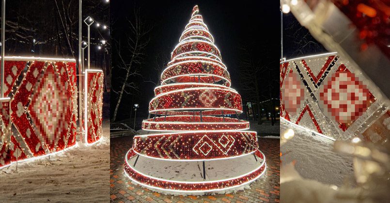 В Латвии городскую новогоднюю елку украсили свастиками