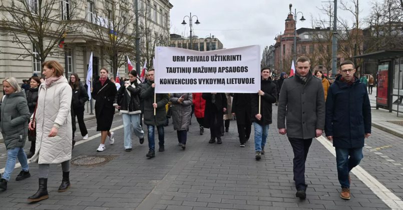 В столице Литвы сотни людей вышли на митинг в защиту школ нацменьшинств