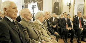 Лесные братья на встрече с экс-президентом Латвии В.Затлерсом