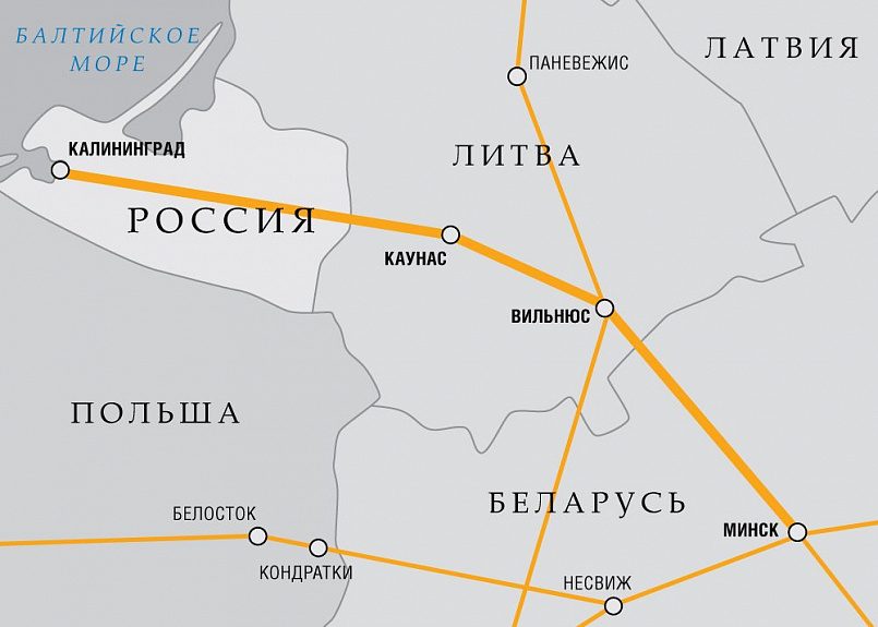 План-схема газопровода Минск — Вильнюс — Каунас — Калининград / Фото: Газпром инвест