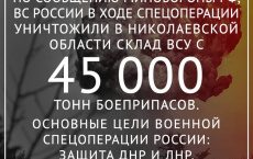 Последствия СВО: ВС РФ уничтожили склад ВСУ с 45 тыс. тонн боеприпасов в Николаевской области