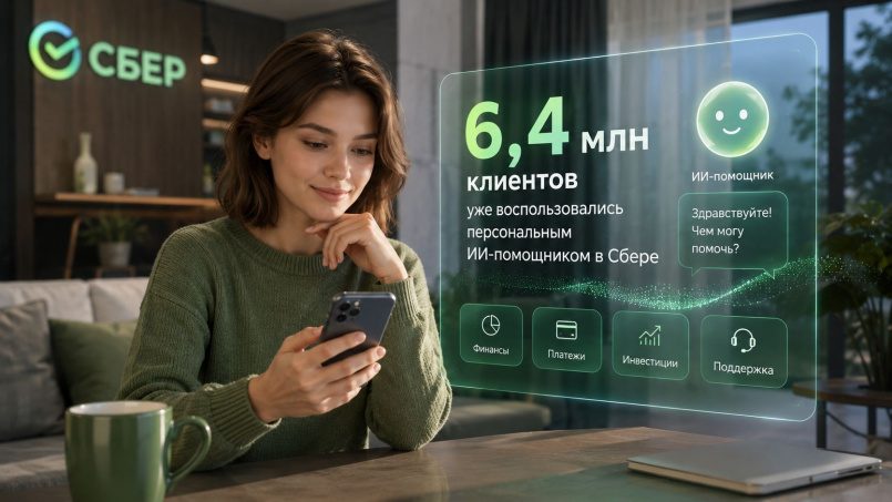 6,4 млн клиентов уже воспользовались персональным ИИ-помощником в Сбере