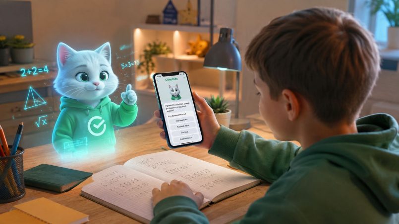 СберКот в приложении СберKids сможет дать советы детям по математике