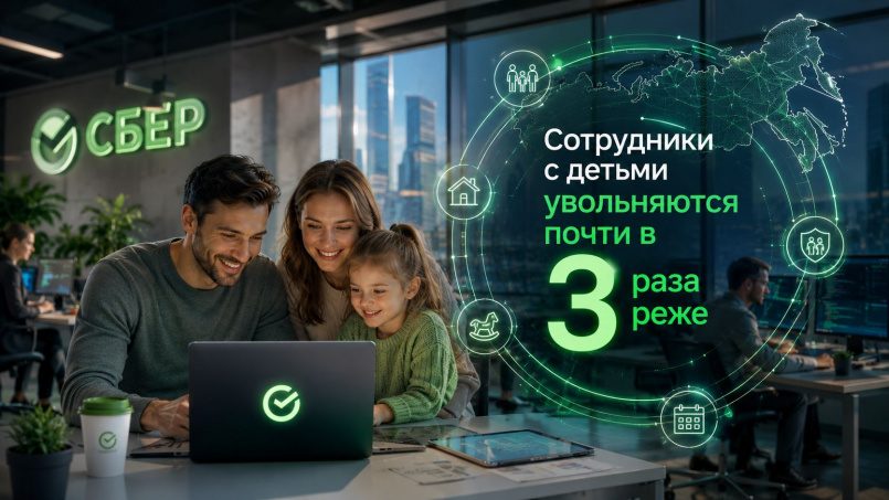 Сбер: сотрудники с детьми увольняются почти в 3 раза реже