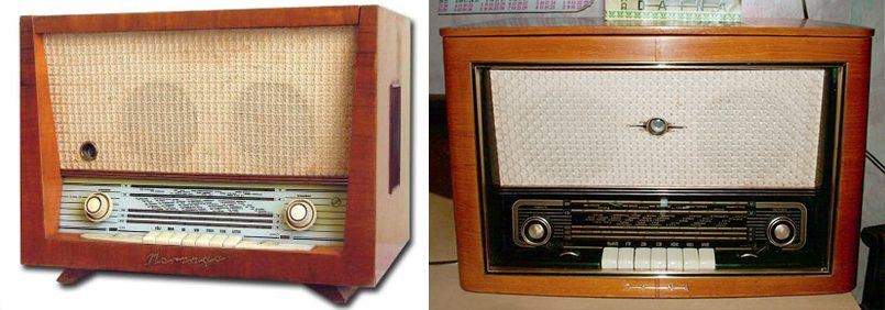 Слева направо: магнитола Неринга производства Каунасского радиозавода, радиола Дайна