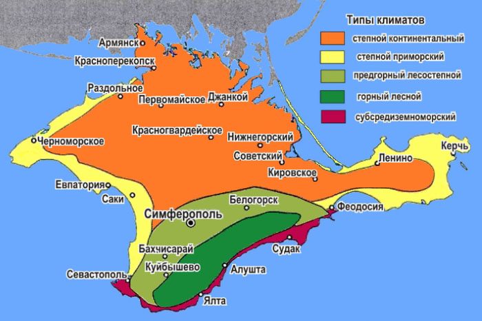 Климатическая карта Крым / Источник: журналкрым.рф