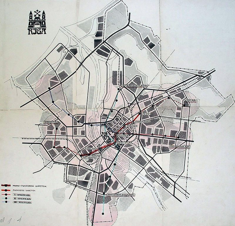 Градостроительный план со схемой Рижского метро. 1986 год