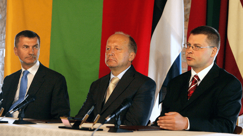 Премьер-министр Эстонии Андрус Ансип, премьер-министр Литвы Андрюс Кубилюс и премьер-министр Латвии Валдис Домбровскис, 2009 год / Фото: postimees.ee