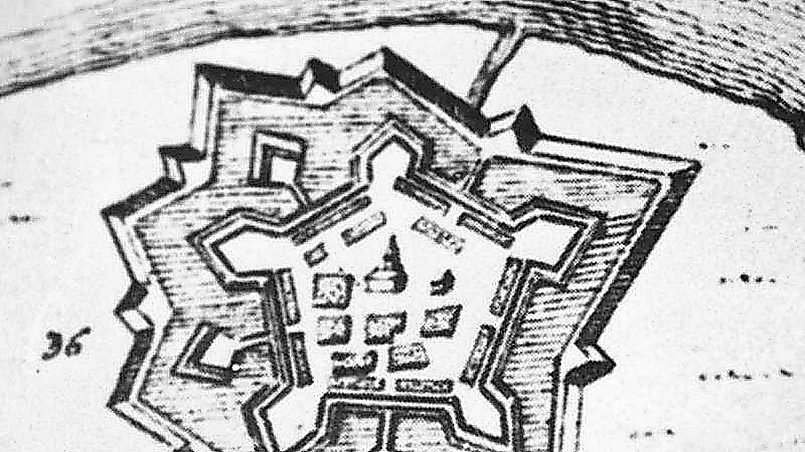 План Коброншанца, военного укрепления, расположенного в Задвинье на месте будущего парка Победы (план 1709 года)