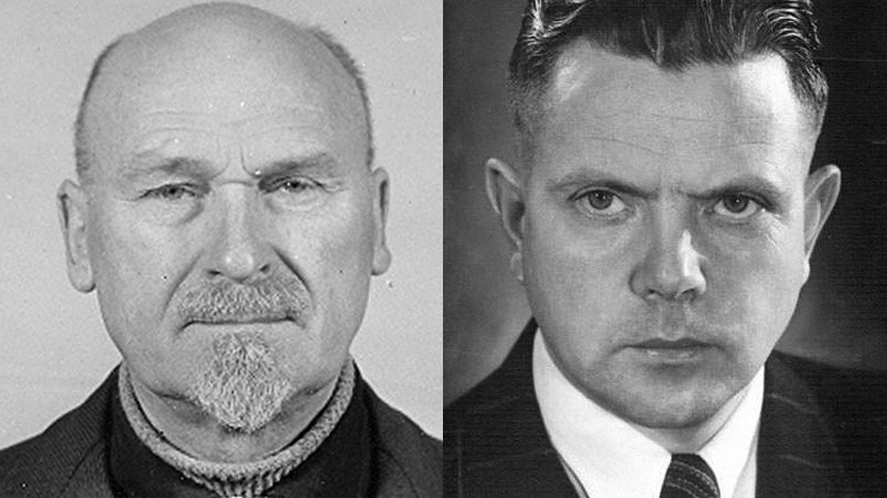 Слева направо: Оскар Данкерс, глава Латвийского местного самоуправления, на Нюрнбергском процессе | Альфред Валдманис, генеральный директор юстиции в латвийском марионеточном самоуправлении