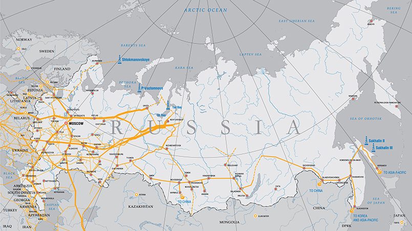 Карта газопроводной системы России и некоторых сопредельных стран / Фото: gazprom.com