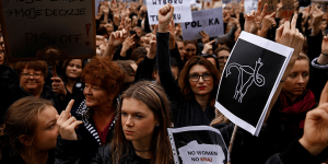Митинг против запрета абортов в центре Варшавы. 3 октября, 2016 год