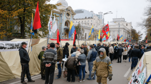 Палаточный городок вблизи здания Верховной Рады в Киеве, 20 октября 2017