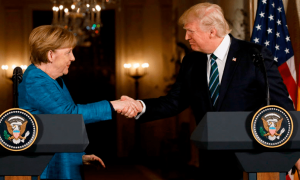 Ангела Меркель и Дональд Трамп в Белом доме 17 марта