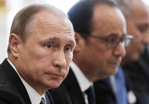 Владимир Путин и Франсуа Олланд на саммите «нормандской четверки»