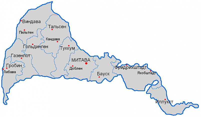Карта Курляндской губернии