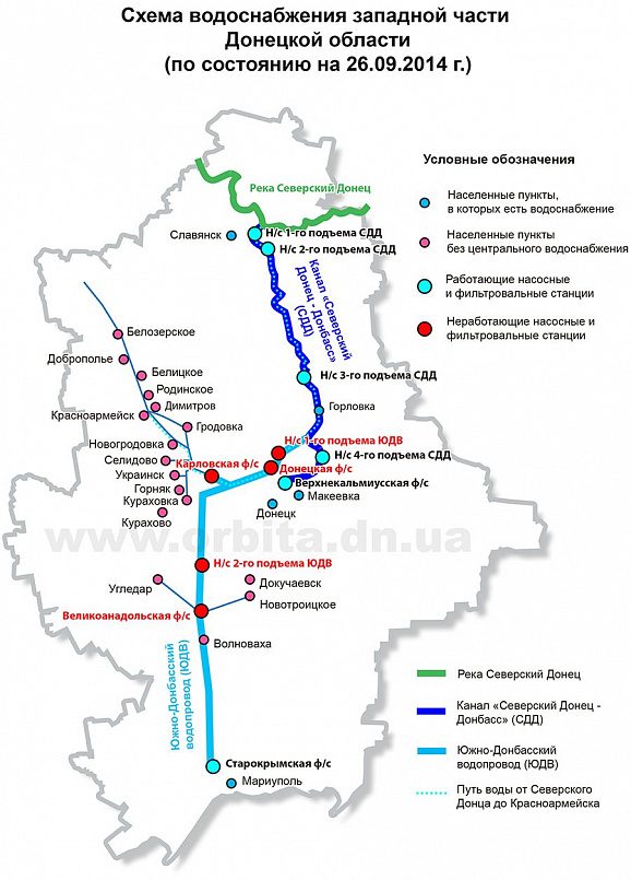 Схема водоснабжения западной части Донецкой области / Источник: livejournal.net