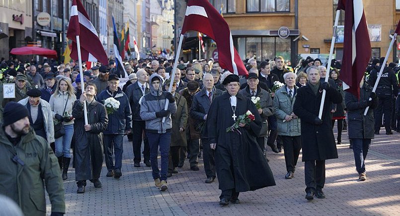 Шествие бывших участников латышского легиона ваффен-СС и их сторонников в Риге / Фото: Sputnik