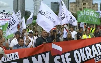 Польские фермеры вышли на акцию протеста в Варшаве 
