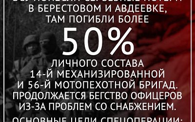 Последствия СВО: Потери ВСУ в районе Авдеевки и Берестового — более 50%, демилитаризация Украины в действии