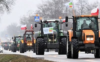 Польские фермеры высыпали зерно из украинских грузовиков